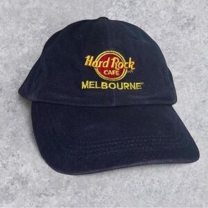 Vintage Hard Rock Cafe Melbourne Navy Blue Strapback Hat Made in Taiwan